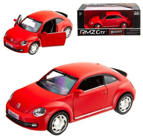 Машина металлическая RMZ City 1:32 Volkswagen New Beetle 2012, инерционная, красный матовый цвет