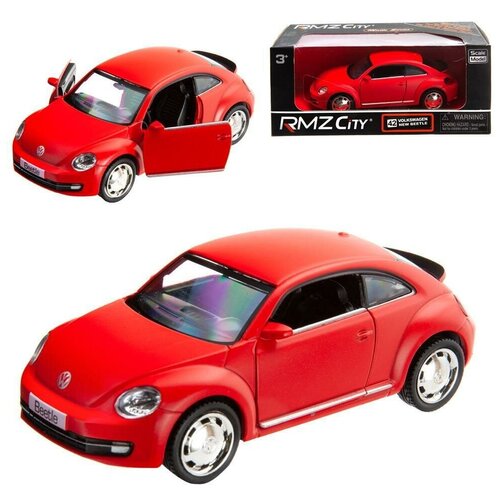 Машина металлическая RMZ City 1:32 Volkswagen New Beetle 2012, инерционная, красный матовый цвет