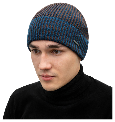 Шапка STETSON арт. 8599365 BEANIE MERINO WOOL (коричневый / синий), размер ONE