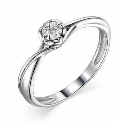 Кольцо помолвочное Diamant online, серебро, 925 проба, бриллиант, размер 17