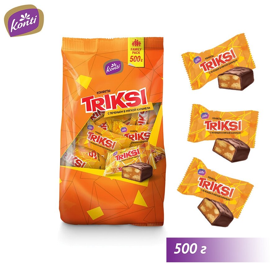 Конфеты "Triksi" с печеньем в мягкой карамели, 500 г