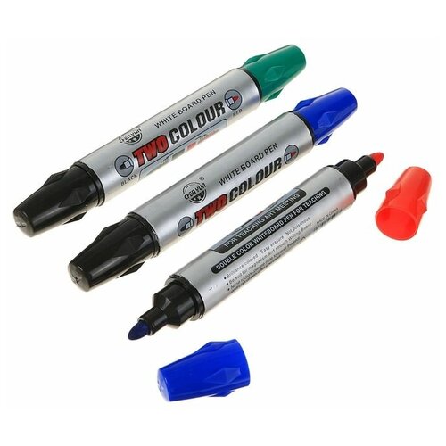 Маркер для доски, 3 мм, круг, двусторонний, микс./ В упаковке: 12