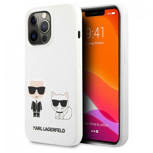 Чехол Karl Lagerfeld Liquid silicone Karl & Choupette Hard для iPhone 13 Pro Max, цвет Белый (KLHCP13XSSKCW)