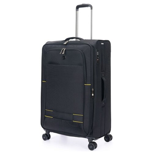 фото Умный чемодан torber t1901l-black, нейлон, водонепроницаемый, увеличение объема, адресная бирка, 85 л, размер l, черный