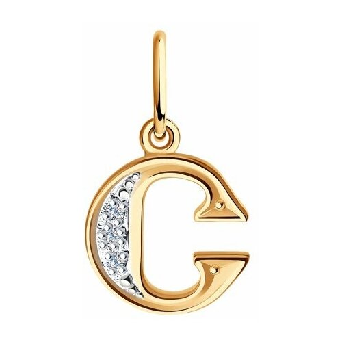 фото Золотая подвеска-буква с sokolov с фианитом 031101 diamant-online