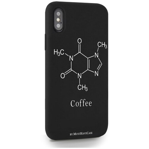 фото Черный силиконовый чехол musthavecase для iphone x/xs молекула кофе для айфон 10/10с противоударный