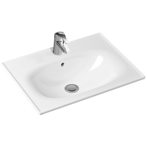фото Комплект 2 в 1 lavinia boho bathroom sink 21510439, врезная фарфоровая раковина 60 см, смеситель с донным клапаном