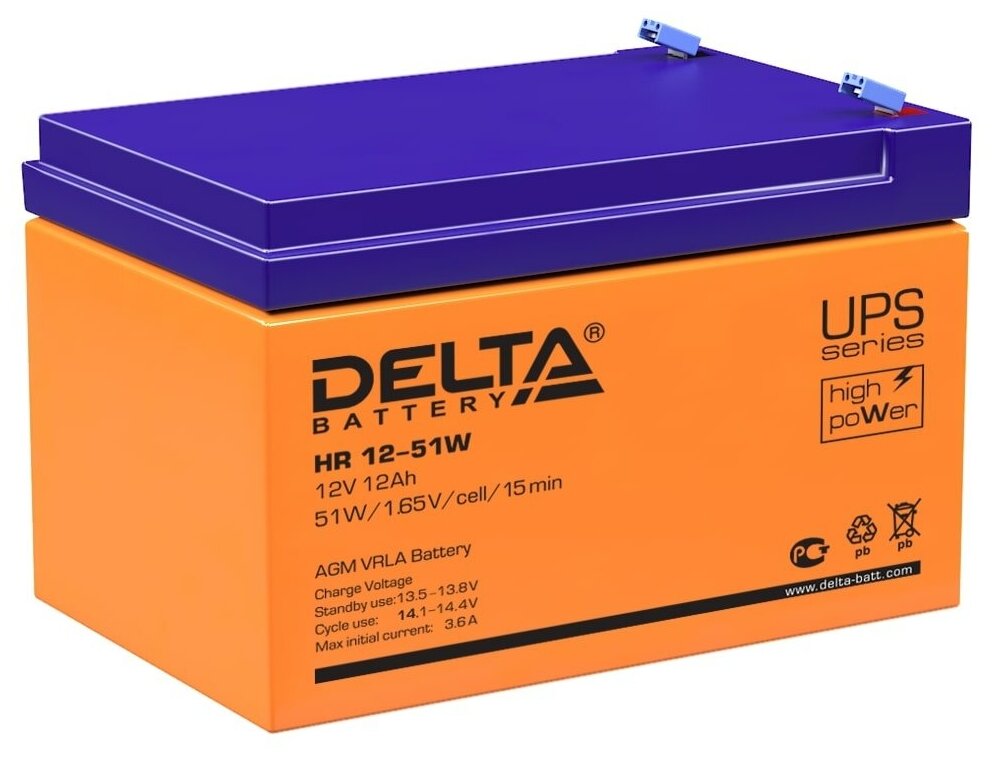 Аккумуляторная батарея Delta HR 12-51W (12V / 12Ah)