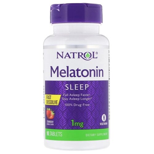 Таблетки растворимые Natrol Melatonin Fast Dissolve Strawberry 1 mg, 1 мг, 90 шт.