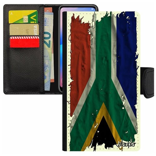 фото Чехол книжка для смарфона apple iphone se 2020, "флаг южной африки на ткани" государственный utaupia