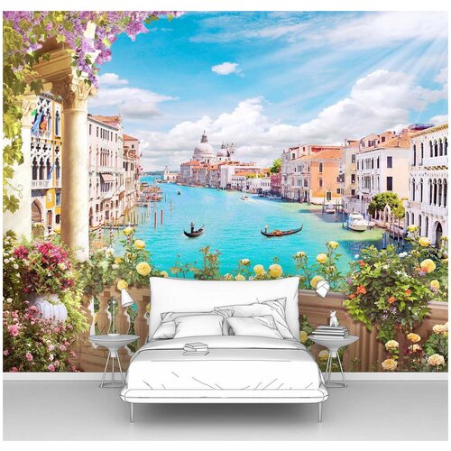 Фотообои на стену первое ателье Венеция вид с балкона 200х165 см ШхВ флизелиновые Premium 2575₽