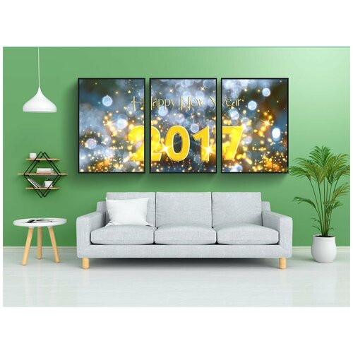 фото Набор модулных постеров для интерьера "первый день нового года, канун нового года, новый год 2017" 60x90 см. в тубусе, без рамки lotsprints