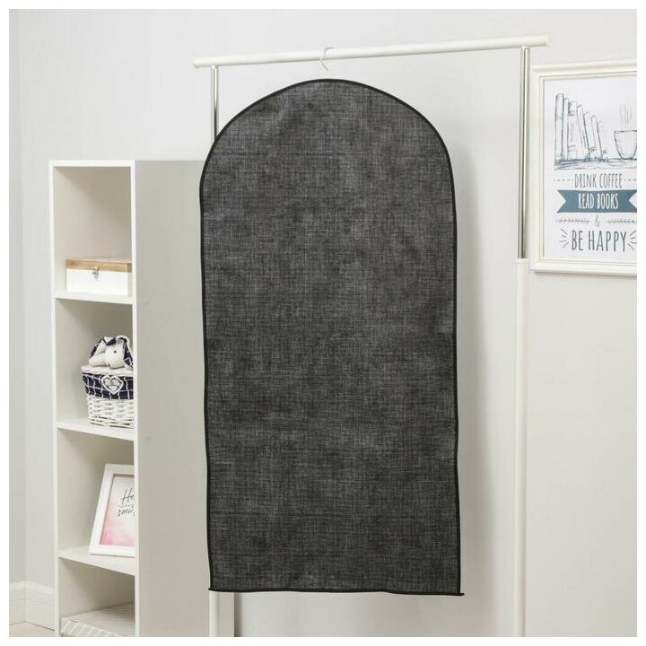 Чехол для одежды Доляна «Пастель», с ПВХ окном, 120×60 см, цвет серый - фотография № 3