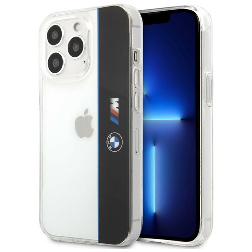 фото Чехол cg mobile bmw m-collection pc/tpu vertical logo hard для iphone 13 pro, цвет прозрачный/черный (bmhcp13lmhtlk)