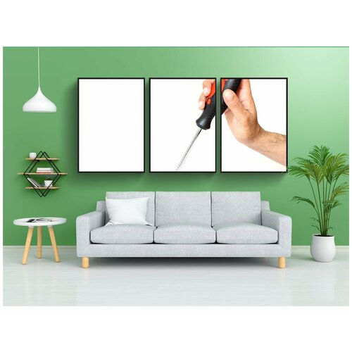 фото Набор модулных постеров для интерьера "отвертка, задний план, винт" 60x90 см. в тубусе, без рамки lotsprints