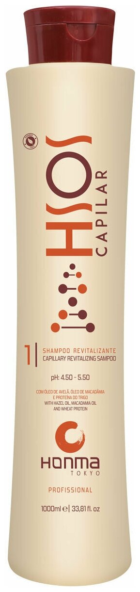 Шампунь для повреждённых волос очищающий восстанавливающий профессиональный Honma Tokyo H-S. O. S Capillary Revitalizing Shampoo 1л