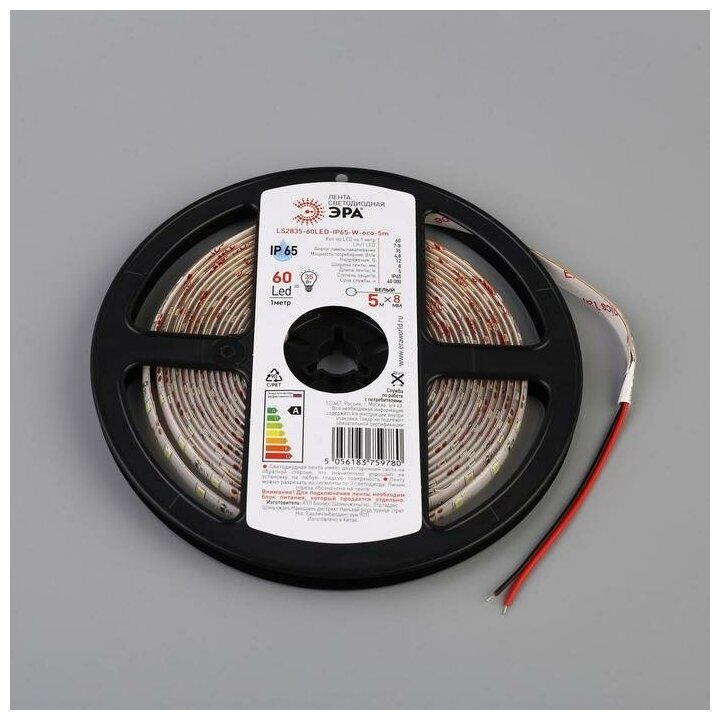 Светодиодная влагозащищенная лента ЭРА 4,8W/m 60LED/m 2835SMD белый 5M - фото №15