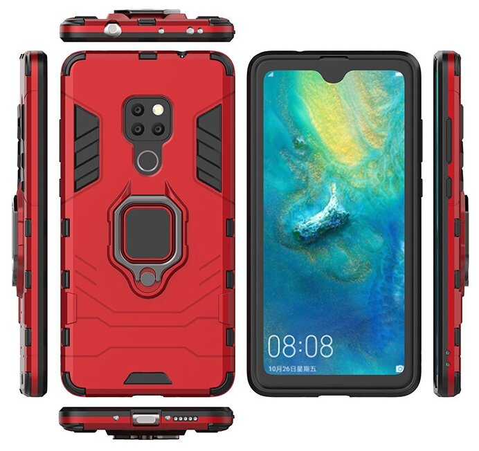 Противоударный чехол с кольцом Panther Case для Huawei Mate 20 красный