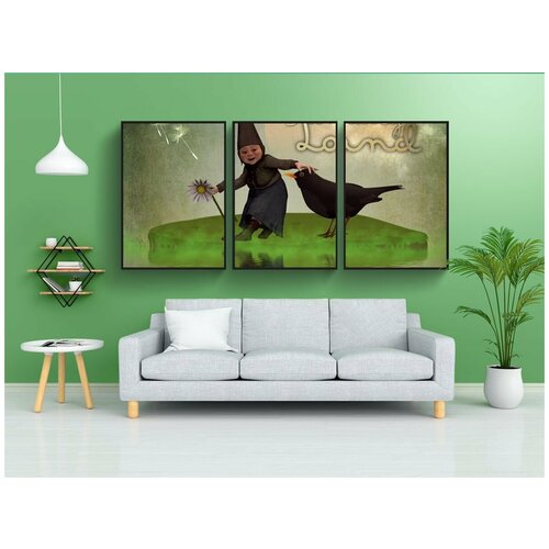 фото Набор модулных постеров для интерьера "магия, карлик, черный дрозд" 60x90 см. в тубусе, без рамки lotsprints