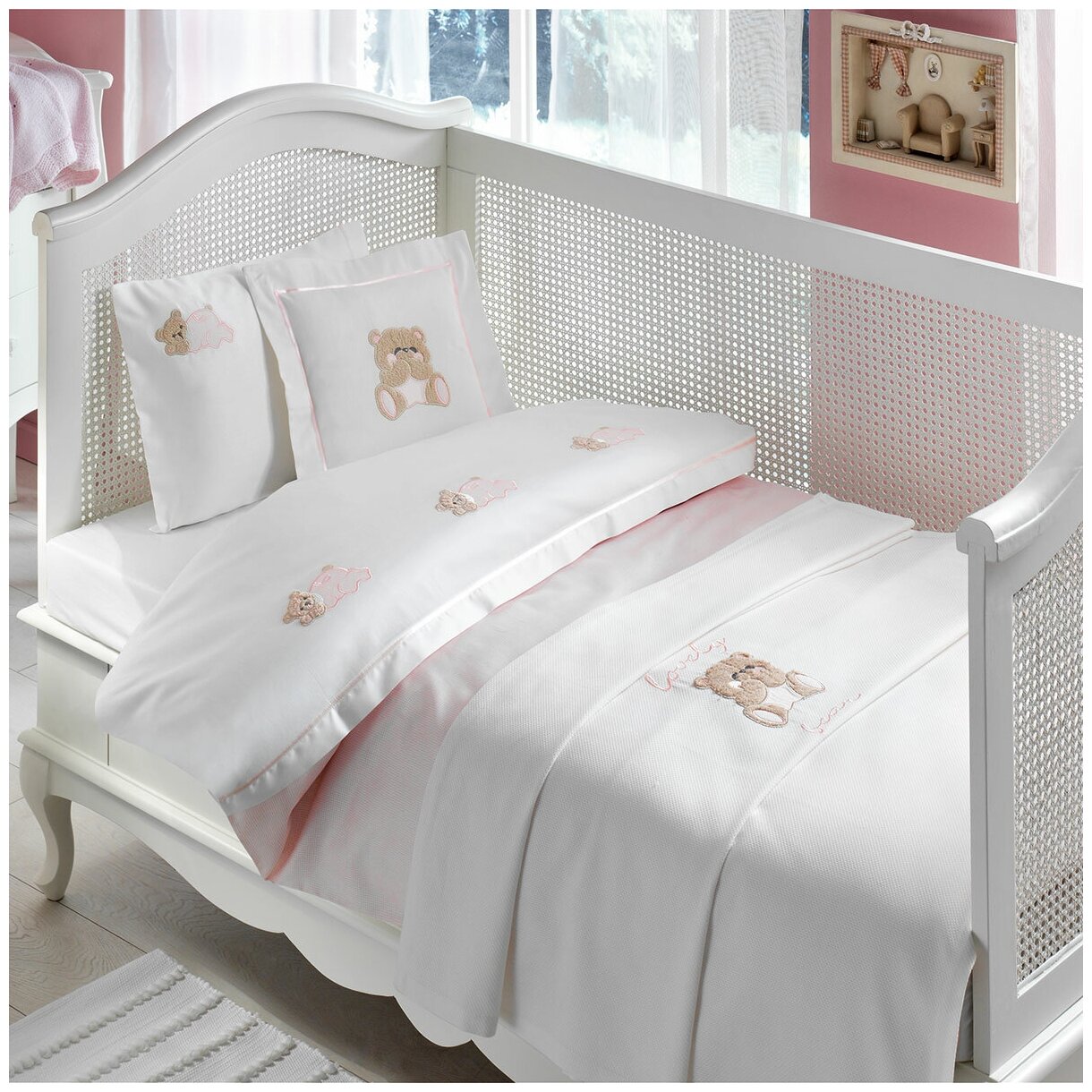 Комплект детского постельного белья Tivolyo home LOVELY BEBE розовый (без покрывала)