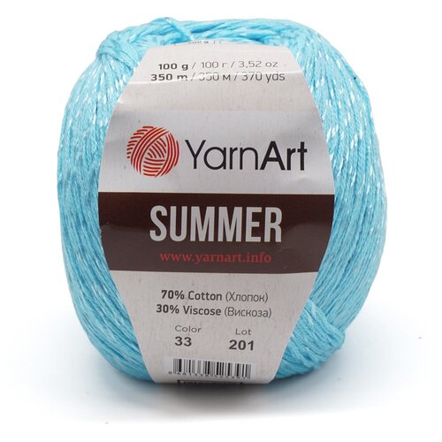 фото Пряжа для вязания yarnаrt 'summer' 100гр 350м (70% хлопок, 30% вискоза) (33 бирюза), 4 мотка yarnart