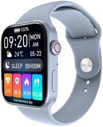 Умные смарт часы PALEOHORA N76 Smart Watches PRO7 (IOS/Android) с Full touch LED экраном, беспроводной зарядкой, приемом-ответом звонков, мониторингом сна, тонометром, пульсоксиметром, электрокардиографом, шагомером, личным тренером. 44 мм. (Серый)