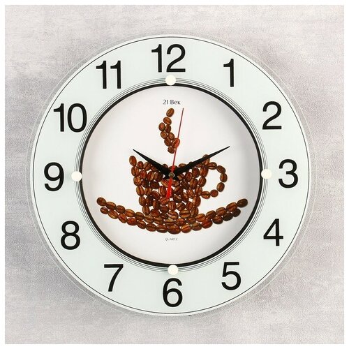 фото Часы стеклянные "чашка из кофейных зерен", цифры на кольце, 32х32 см микс рубин 1294748 . yandex market