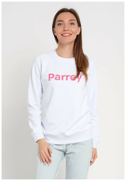 Белый женский свитшот Parrey, розовый принт Parrey размер S