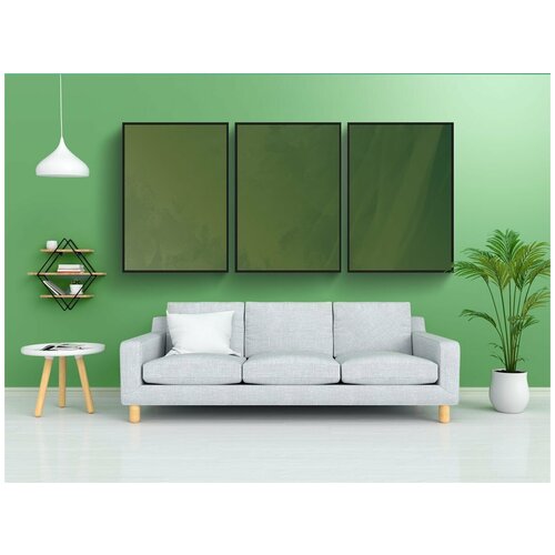 фото Набор модулных постеров для интерьера "зеленый, оливково-серый, курить" 60x90 см. в тубусе, без рамки lotsprints