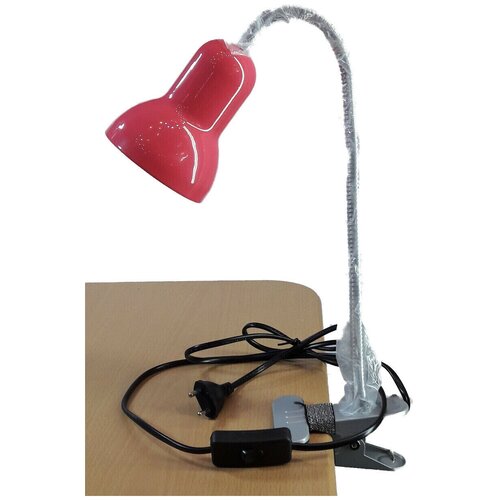 Уютель UT-702 настольная лампа Е27 60W, красная, на прищепке, 220V /12/, код ТН ВЭД 9405