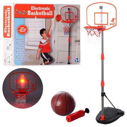 фото Баскетбольная стойка с табло / батарейки в подарок / набор для детского баскетбола / щит с кольцом и мячом kings sport