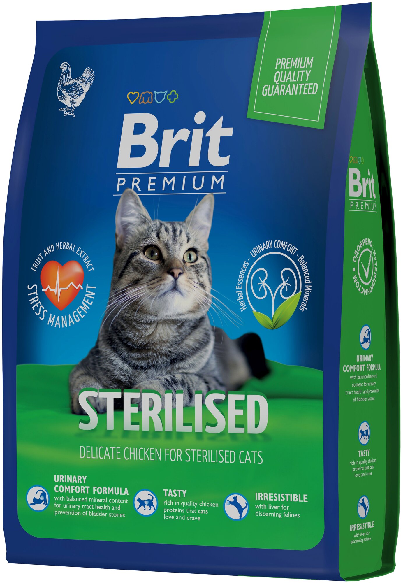 Сухой корм для стерилизованных кошек Brit Premium Sterilised с курицей (паштет)