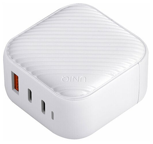 СЗУ Uniq Verge Pro Gan66 2 USB-C +USB-A Smart IQ (total 66W) White