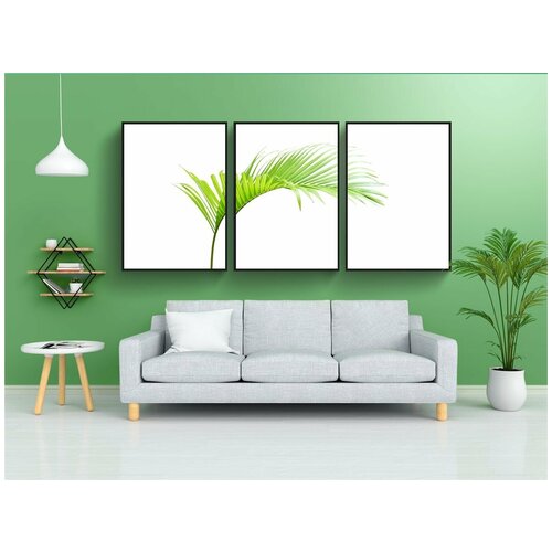 фото Набор модулных постеров для интерьера "ладонь, лист, зеленый" 60x90 см. в тубусе, без рамки lotsprints