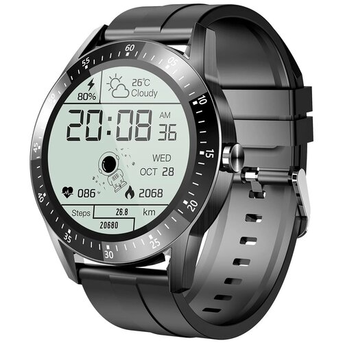 Смарт часы фитнес браслет Tiroki S11 мужские с пульсометром шагомером счетчиком калорий черные водонепроницаемые 259000₽