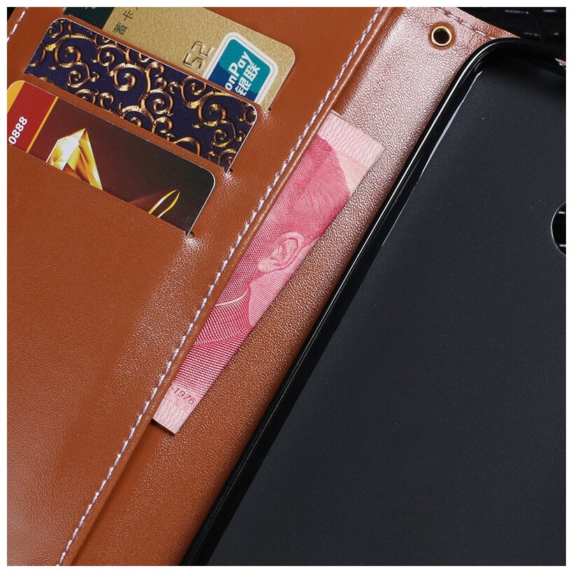 Чехол-книжка MyPads для Xiaomi Mi Note 10 / Mi Note 10 Pro / Mi CC9 Pro с фактурной прошивкой рельефа кожи крокодила с застежкой и визитницей черный