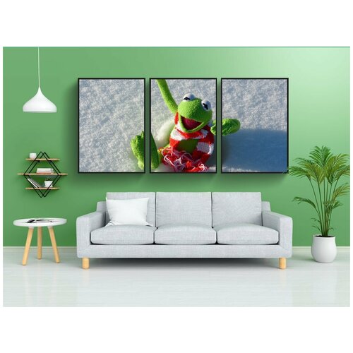 фото Набор модулных постеров для интерьера "кермит, лягушка, веселье" 60x90 см. в тубусе, без рамки lotsprints