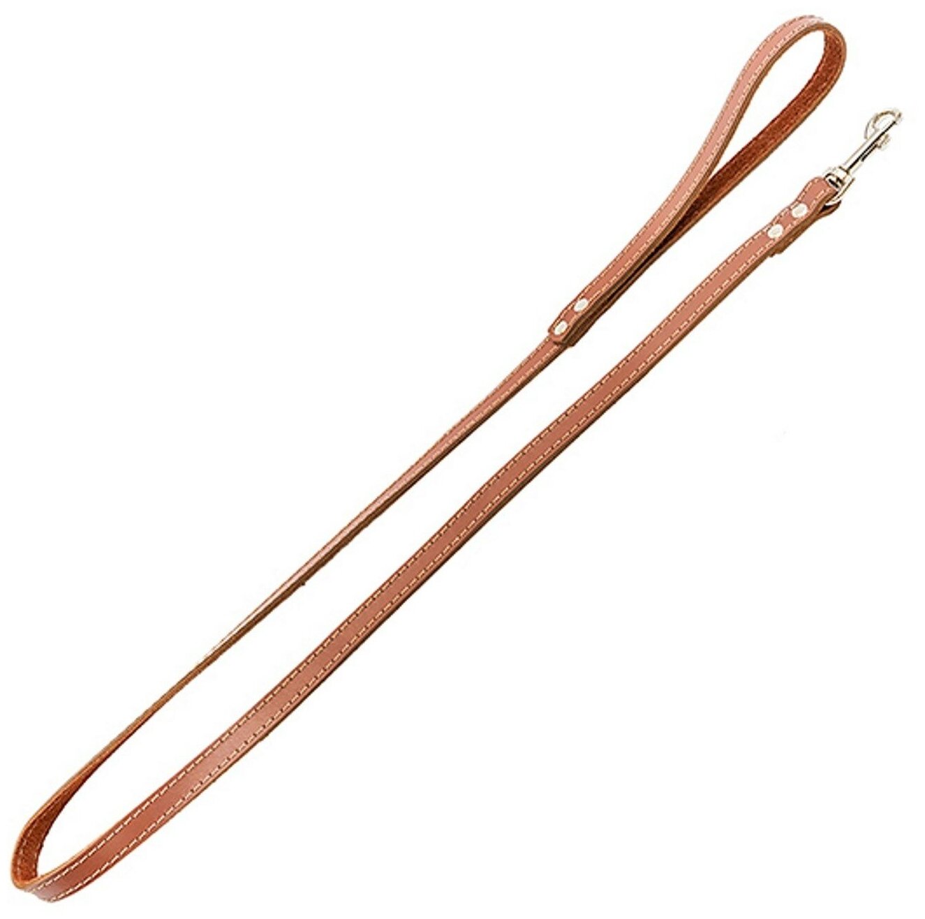Поводок для собак Homepet кожаный, простой простроченный, коричневый 10 мм х 120 см .