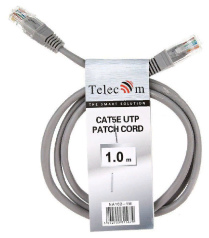 Кабель patch utp cat5e 1m grey na102--1m telecom