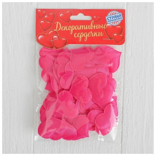 фото Сердечки декоративные, набор 50 шт., 3,2 см, цвет фуксия mikimarket