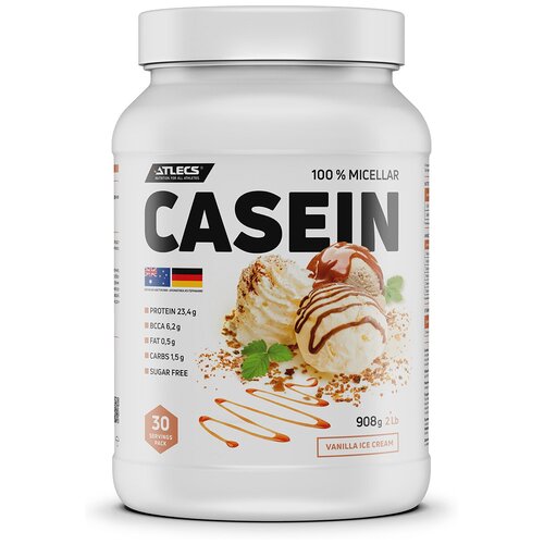 Atlecs Casein 908 g, (мороженое ванильное) vplab casein