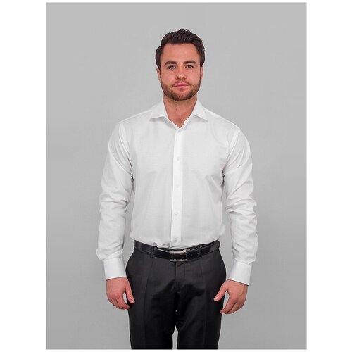 фото Рубашка мужская длинный рукав greg 503/199/1254/z, полуприталенный силуэт / regular fit, цвет бежевый, рост 174-184, размер ворота 45