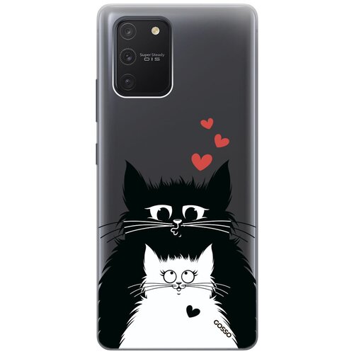 Ультратонкий силиконовый чехол-накладка Transparent для Samsung Galaxy S10 Lite с 3D принтом Cats in Love ультратонкий силиконовый чехол накладка transparent для samsung galaxy m51 с 3d принтом cats in love