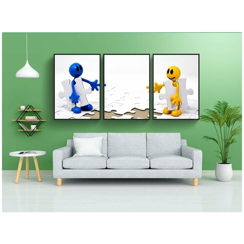 фото Набор модулных постеров для интерьера "командная работа, все вместе, цели" 60x90 см. в тубусе, без рамки lotsprints