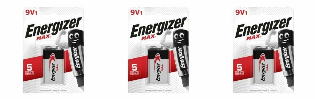 Energizer Батарейки MAX 522 9V 1шт, 3 уп