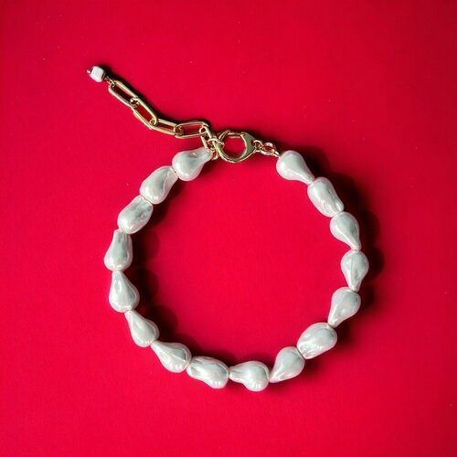 Колье BUSA, длина 36 см, белый, бежевый