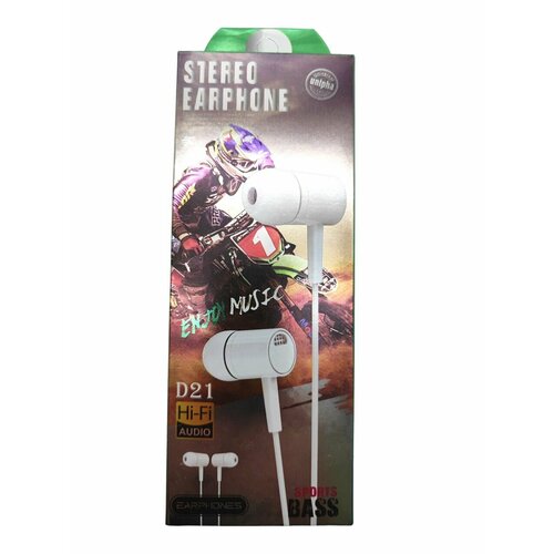 Наушники Stereo Earphone D21 EnjoyBass проводные белый 299₽
