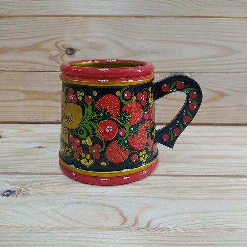 Кружка деревянная средняя хохлома D9 H105 - 05 л 1070₽