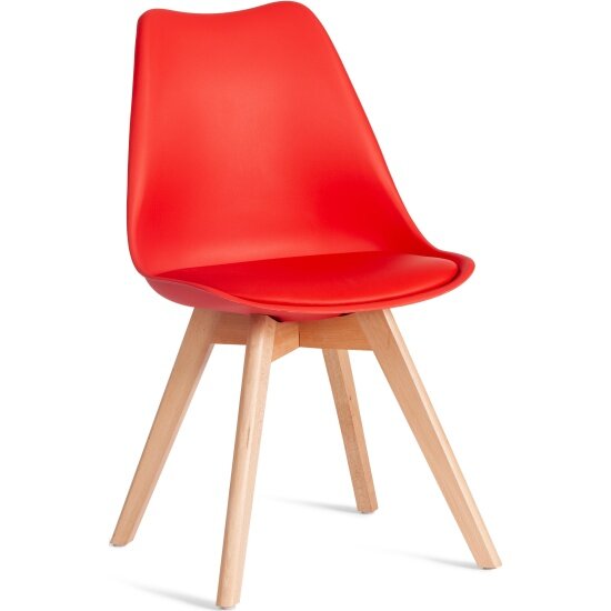 Стул Tetchair TULIP (mod. 73-1) / 1 шт. в упаковке дерево/пластик/экокожа, 47,5x55x80 см, Красный (Red)