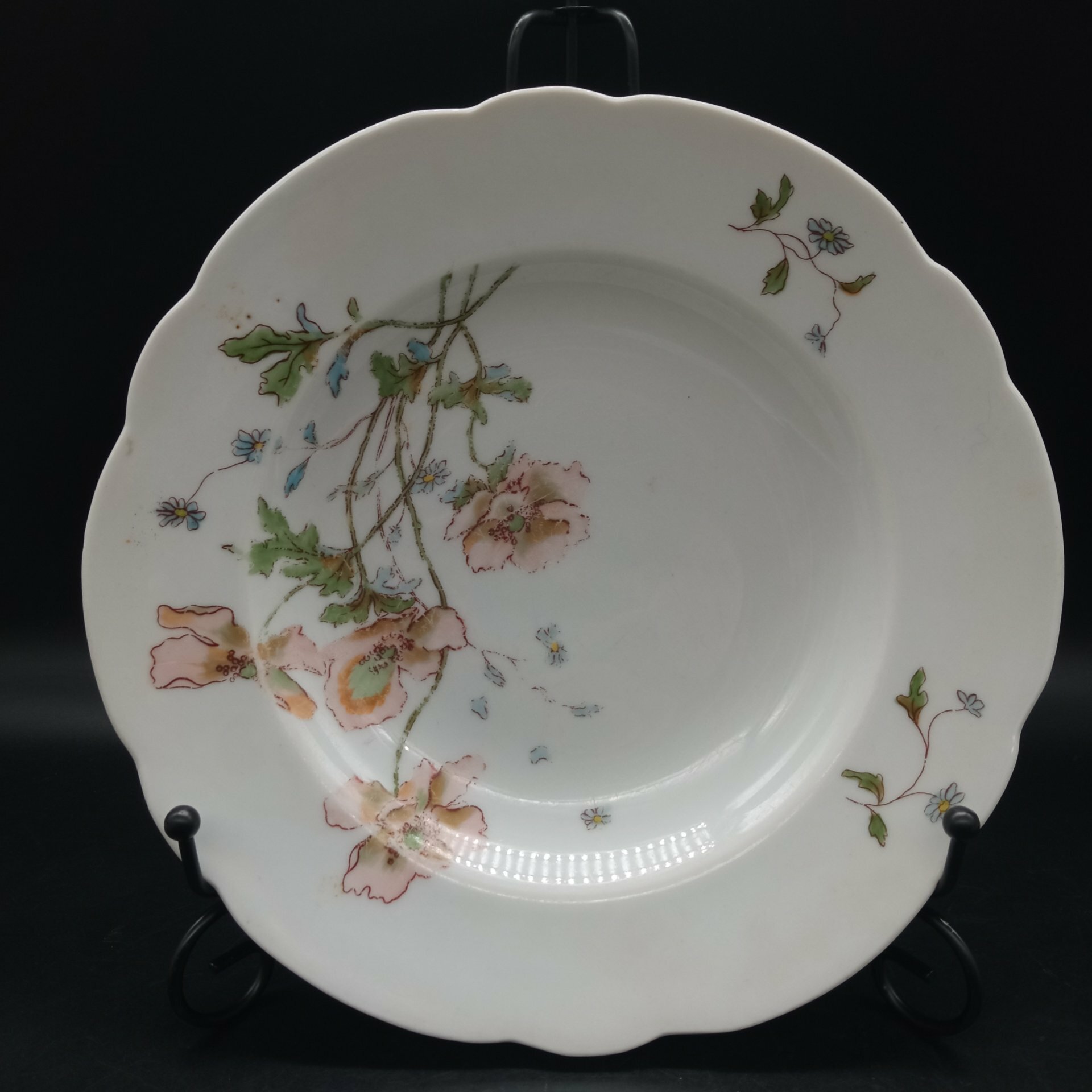Набор из 4-х тарелок с цветочным орнаментом, фарфор, деколь, Российская империя